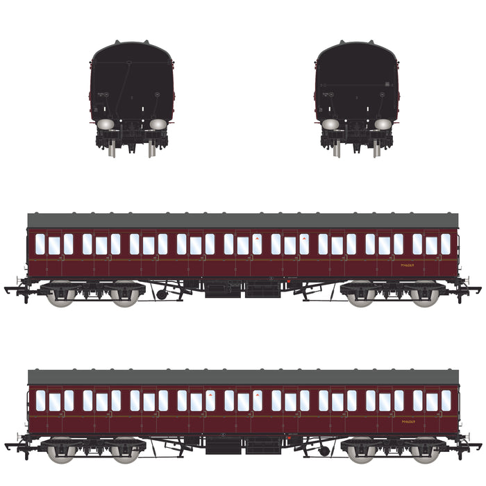 BR Mk1 57' Non-Gangway Coach - S - Lined Maroon  (Low position) M46069