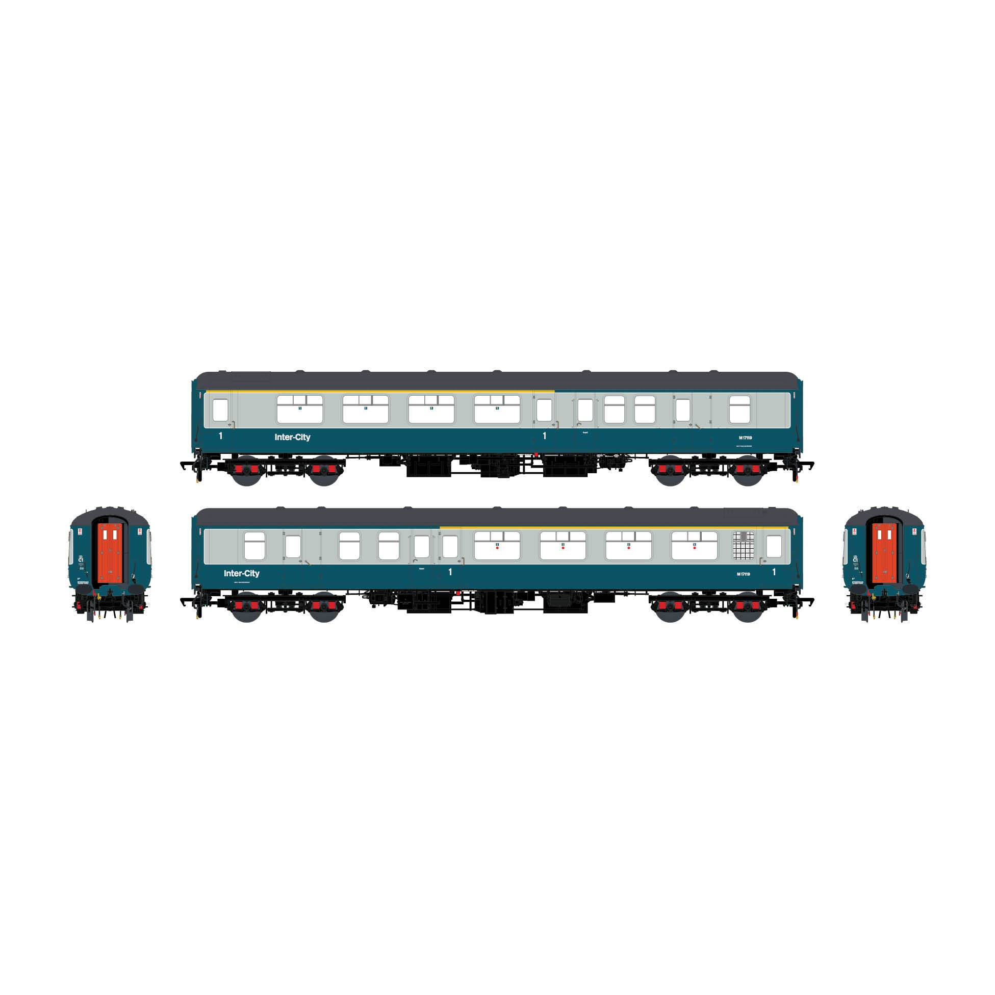 BR Mk.2c (ventana grande del baño) BFK M17119 Azul/Gris con InterCity