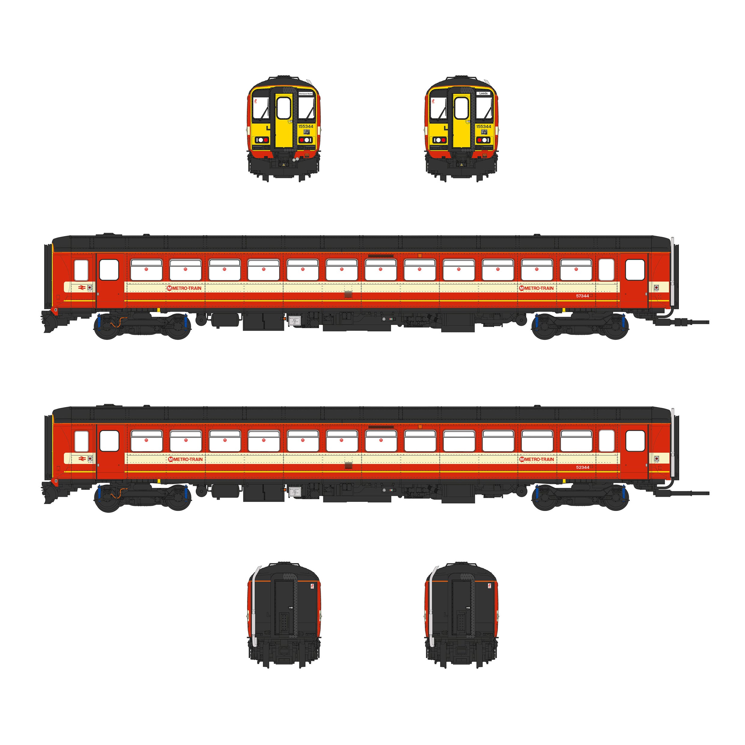 Clas 155 - West Yorkshire PTE - 155344 - Sgèile OO - Fuaim DCC air a chuir a-steach