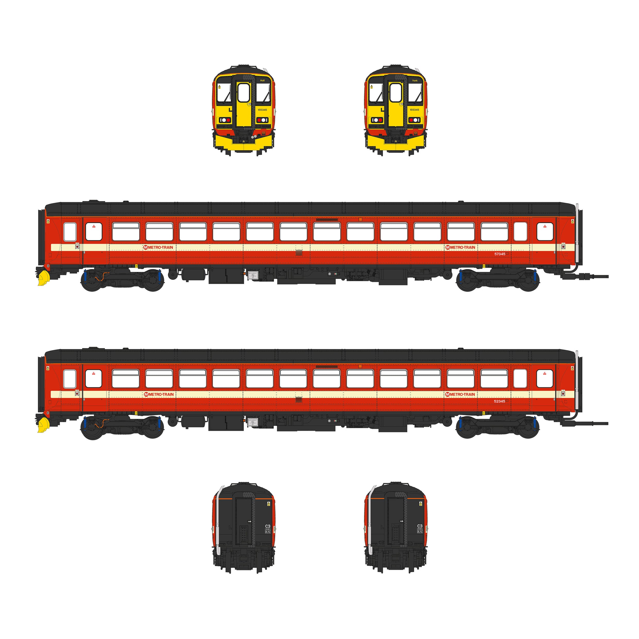 Class 155 - West Yorkshire PTE - 155345 - OO Scale