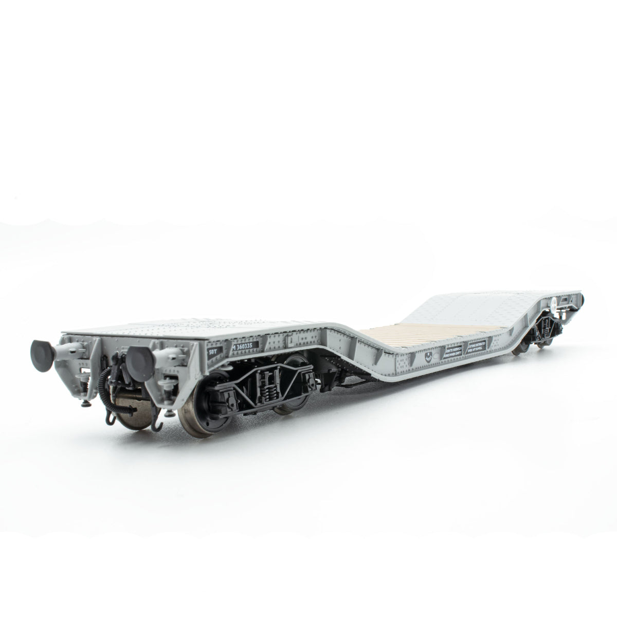 Warwell 50t 'Warwell' military flat with diamond frame bogies in BR grey - M36 ...