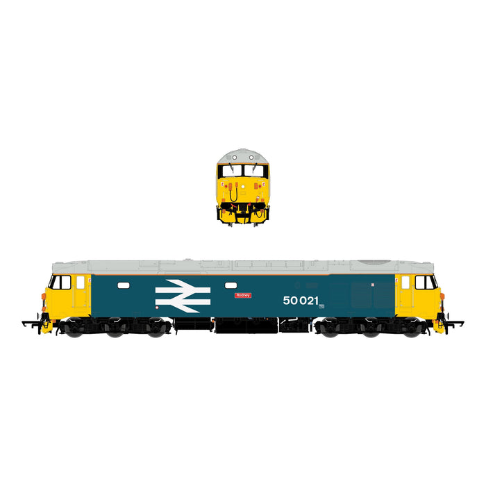 BR Class 50 - Large Logo w/grey roof & orange cantrail stripe - 50021 'Rodney' - DCC Sound Fitted